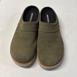 Merrell Green Suede Juno Slip On Comfort Clogs Women's 7